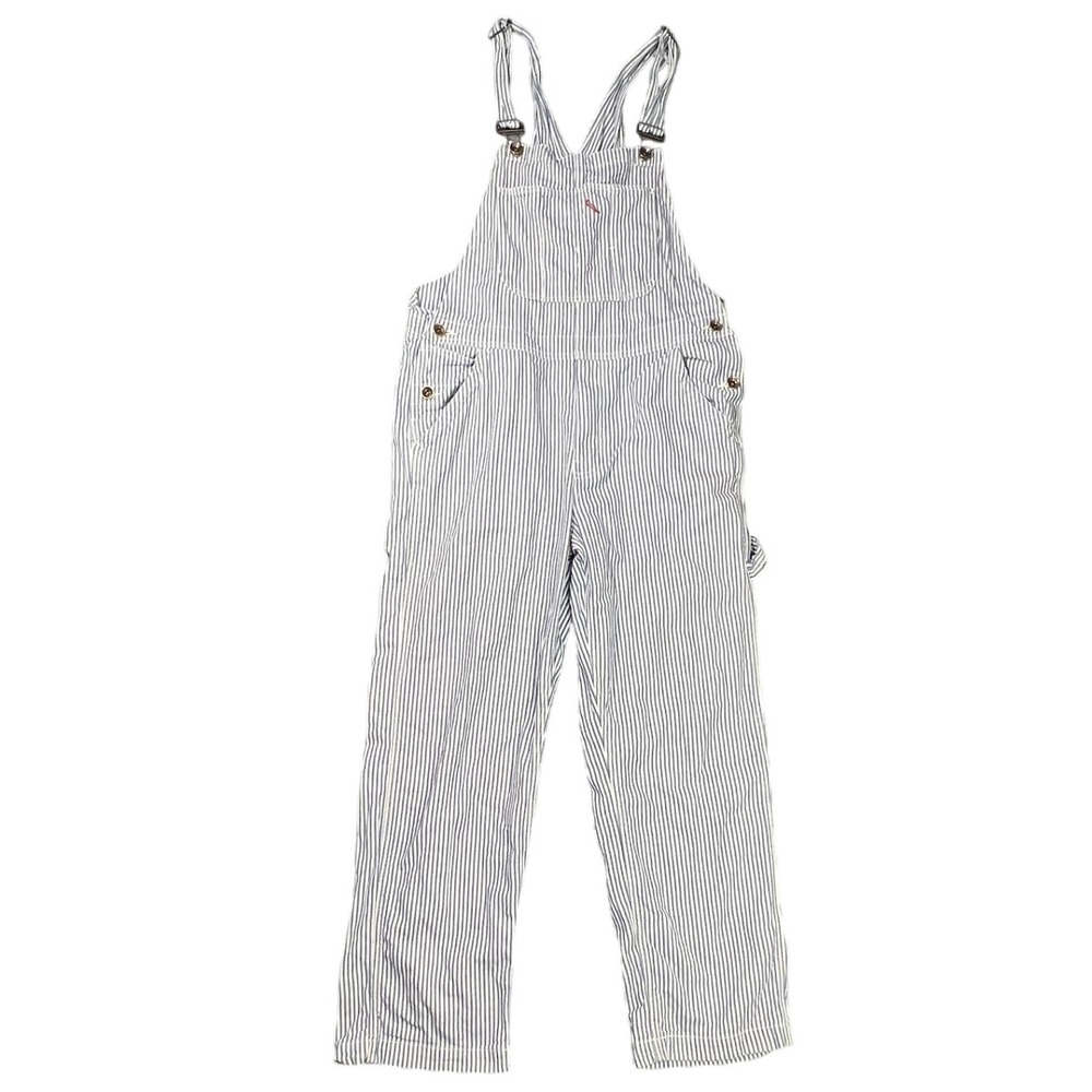 BDG Men's 34 Hickory Stripe Denim Bib Overalls Blue White Skate Fit Straight Leg